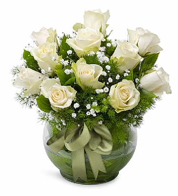 Beyaz Gllerim Cam fanus da 11 Gl